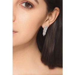 Boucles d'Oreilles Design Pendantes Diamants Or Blanc 2