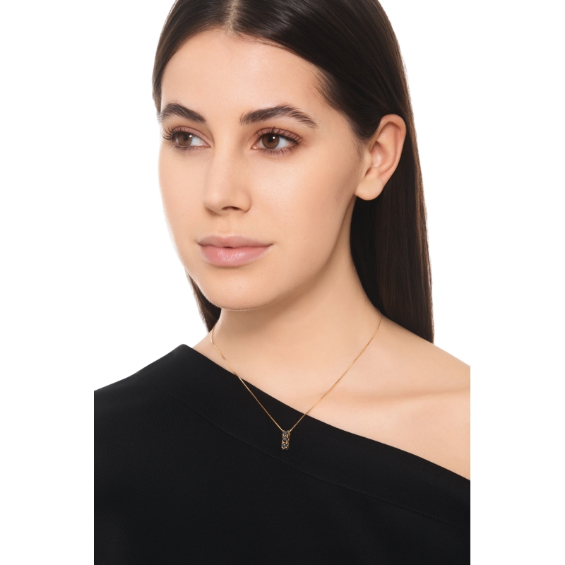 Collier Trilogy en or 18 K avec diamants noirs