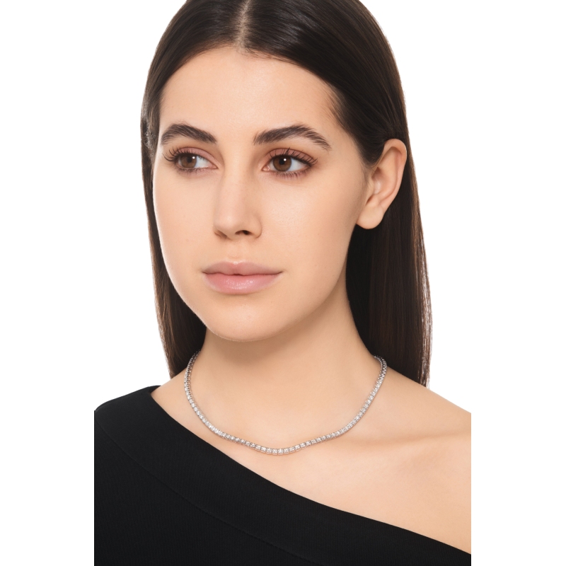 Collier tennis or blanc 18K avec diamants