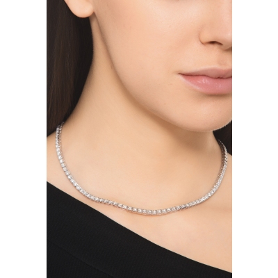 Collier tennis or blanc 18K avec diamants