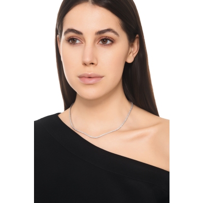 Collier tennis en or blanc 18 carats avec diamants 0.02 ct