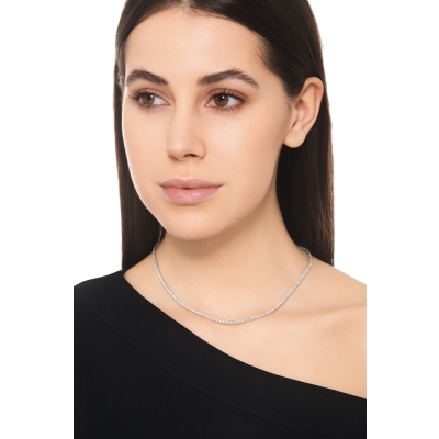 Collier tennis en or blanc 18 carats avec diamants naturels