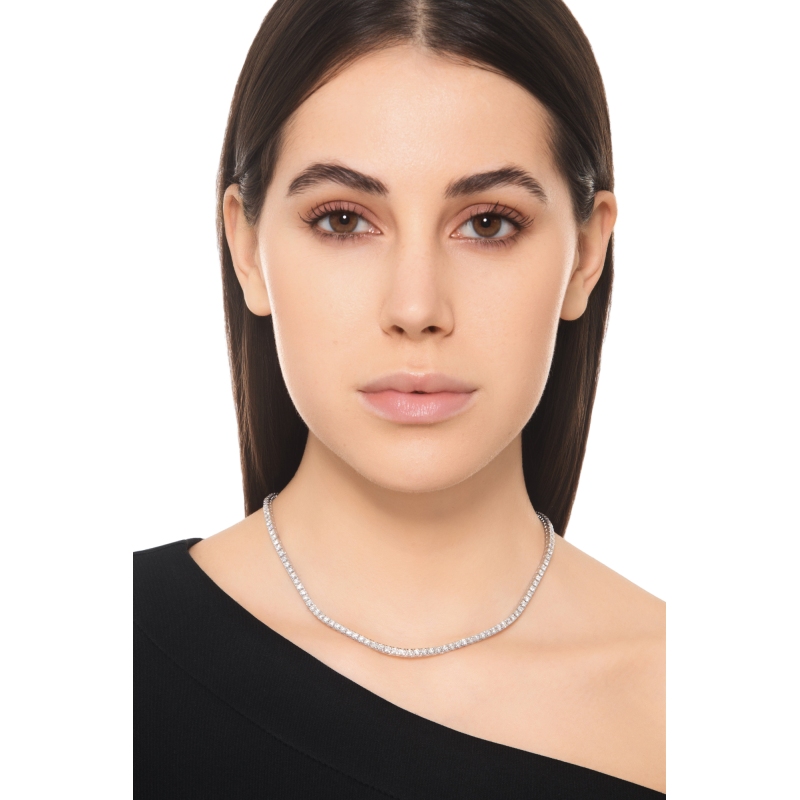 Collier tennis en diamants design simple or 750