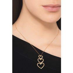  Collier or jaune 18k avec trois cœurs en diamants 2