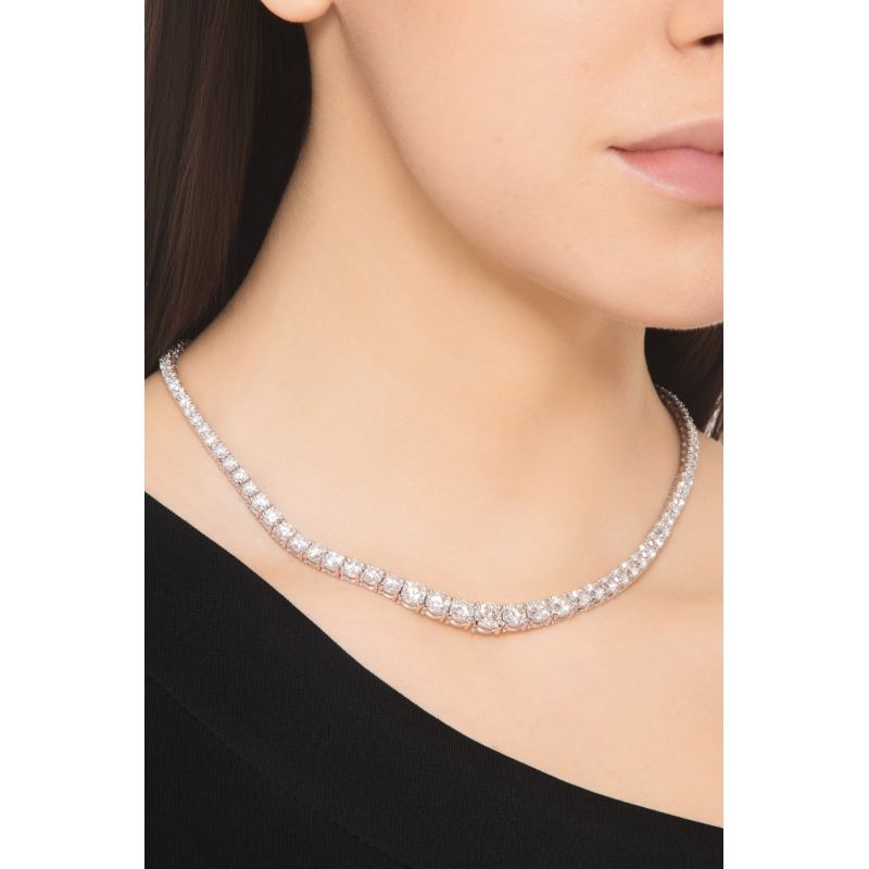 Collier tennis or blanc 18K diamants brillants