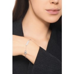 Bracelet en or blanc 18k avec plaquette personnalisable et ourson 2