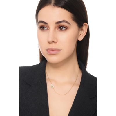 Collier avec feuille or jaune 750