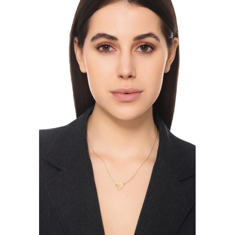 Collier feuille en or jaune 18k