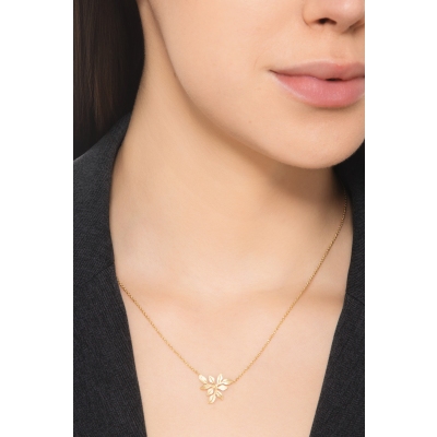 Collier feuille en or jaune 18k