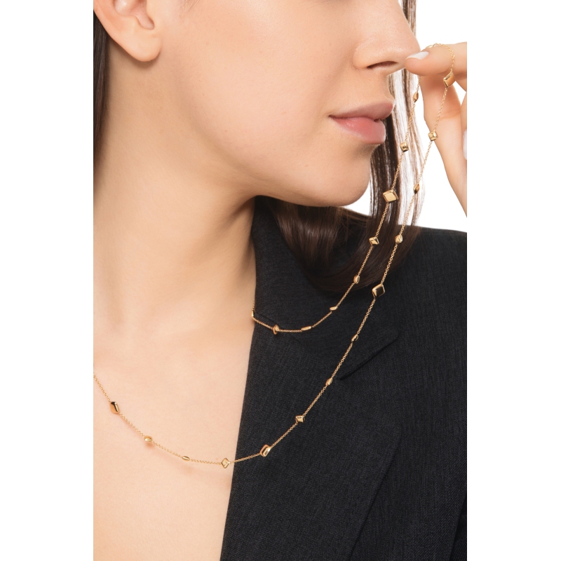 Collier en or jaune 18k avec maillons carrés brillants 90 cm