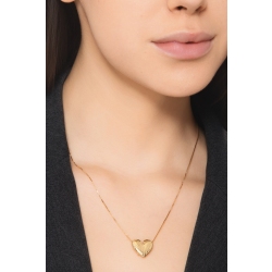 Collier en or jaune 18k avec pendentif cœur texturé 2