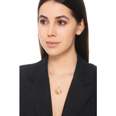 Collier en or jaune 18k avec pendentif cercle ajouré