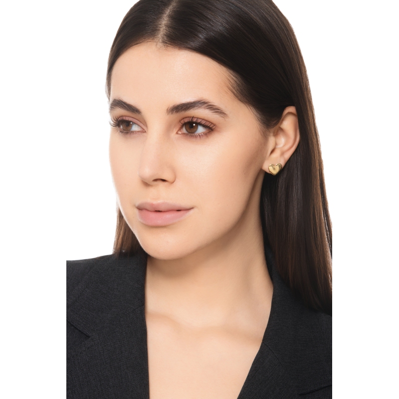 Boucles d’oreilles cœur rayé en or jaune 18k