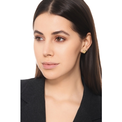 Boucles d’oreilles cœur rayé en or jaune 18k