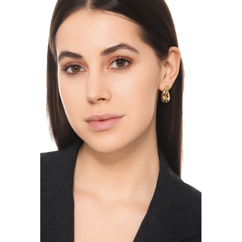 Créoles bombées en or jaune 18k avec design semi-tressé