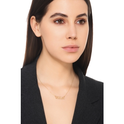 Collier personnalisable en or jaune 750 avec lettres majuscules