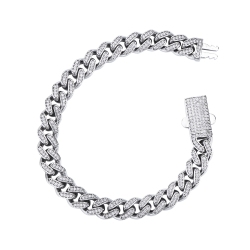 Bracelet Cuban Link en or blanc 18k avec diamants