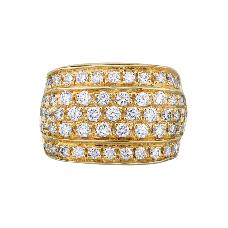 Bague jonc en or jaune 18K avec diamants brillants