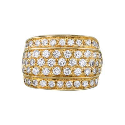 Bague jonc en or jaune 18K avec diamants brillants