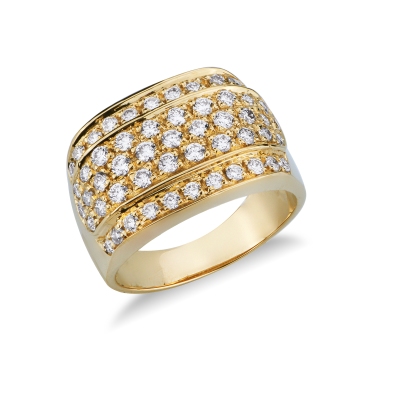 Bague jonc en or jaune 18K avec diamants brillants