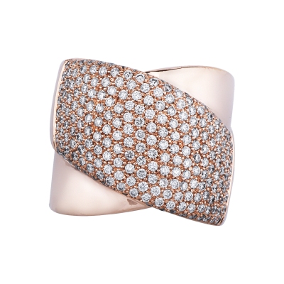Bague bandeau or rose 18K diamants brillants
