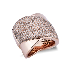 Bague bandeau or rose 18K diamants brillants