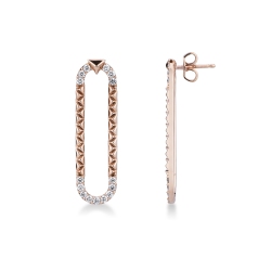 Boucles d oreilles en or rose 18K avec détails diamants