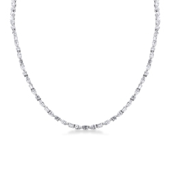 Collier Diamants Or Blanc Tailles Goutte Navette Baguette
