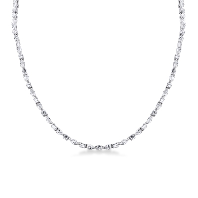 Collier Diamants Or Blanc Tailles Goutte Navette Baguette
