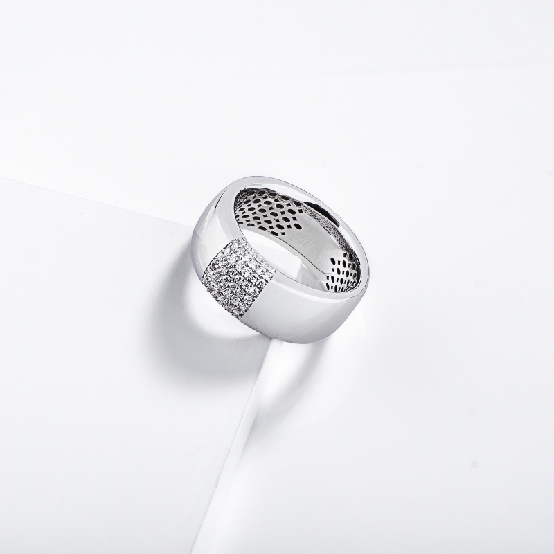 Bague Homme en Or Blanc 18k avec Diamants