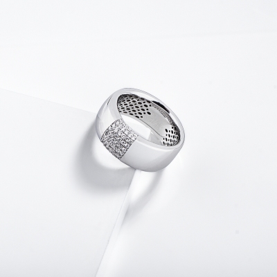 Bague Homme en Or Blanc 18k avec Diamants