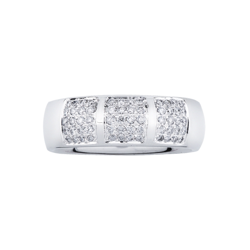 Bague Homme en Or Blanc 750 avec Diamants Naturels