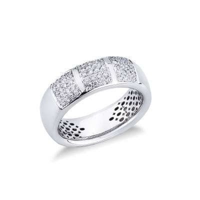 Bague Homme en Or Blanc 750 avec Diamants Naturels