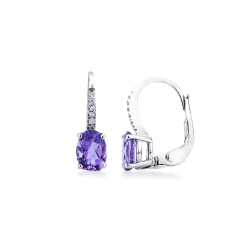 Boucles d'oreilles en or blanc 18k avec améthystes et diamants