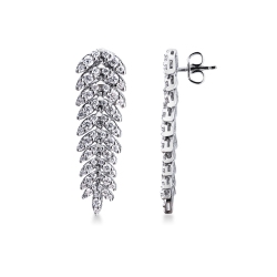 Boucles d'Oreilles Pendantes Diamants Or Blanc