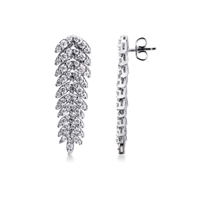 Boucles d'Oreilles Pendantes Diamants Or Blanc