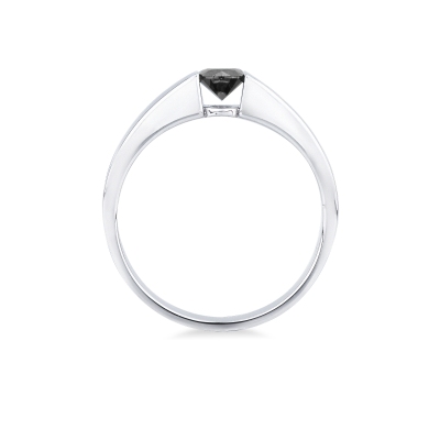 Bague Solitaire Homme en Or Blanc 750 avec Diamant Noir 0.45 ct