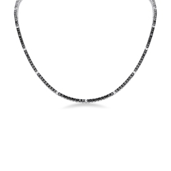 Collier tennis en or 18 carats avec diamants noirs et blancs