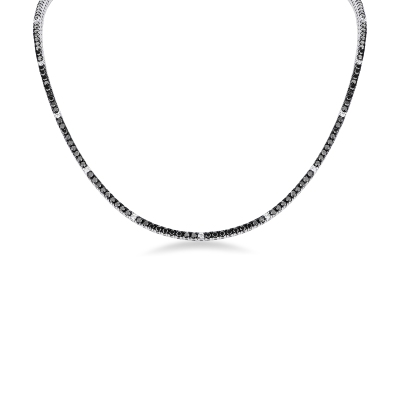 Collier tennis en or 18 carats avec diamants noirs et blancs