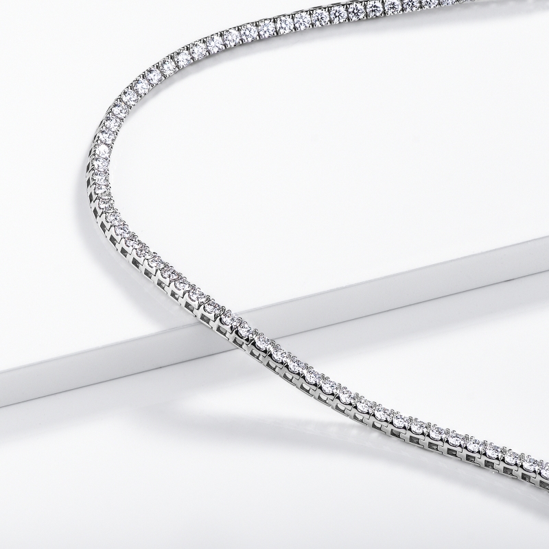 Collier tennis en diamants blancs or 750