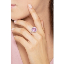 Bague en Or Blanc 18K avec Saphir Rose Cœur et Diamants 2