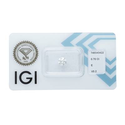Diamant Certifié IGI  0.70 CT E VS2