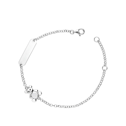 Bracelet en or blanc 18k avec plaquette personnalisable et ourson