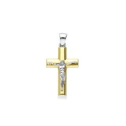 Pendentif avec Christ en or blanc et jaune 18K
