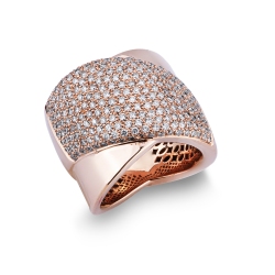 Bague bandeau or rose 18K diamants brillants