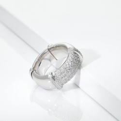 Bague élastique en or blanc 18k avec pavé de diamants