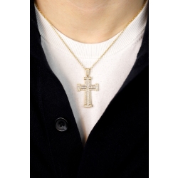 Collier or jaune 18K avec croix en diamants 2