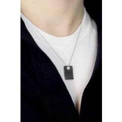 Collier en or blanc 18k avec pendentif en diamants noirs 50 cm 2