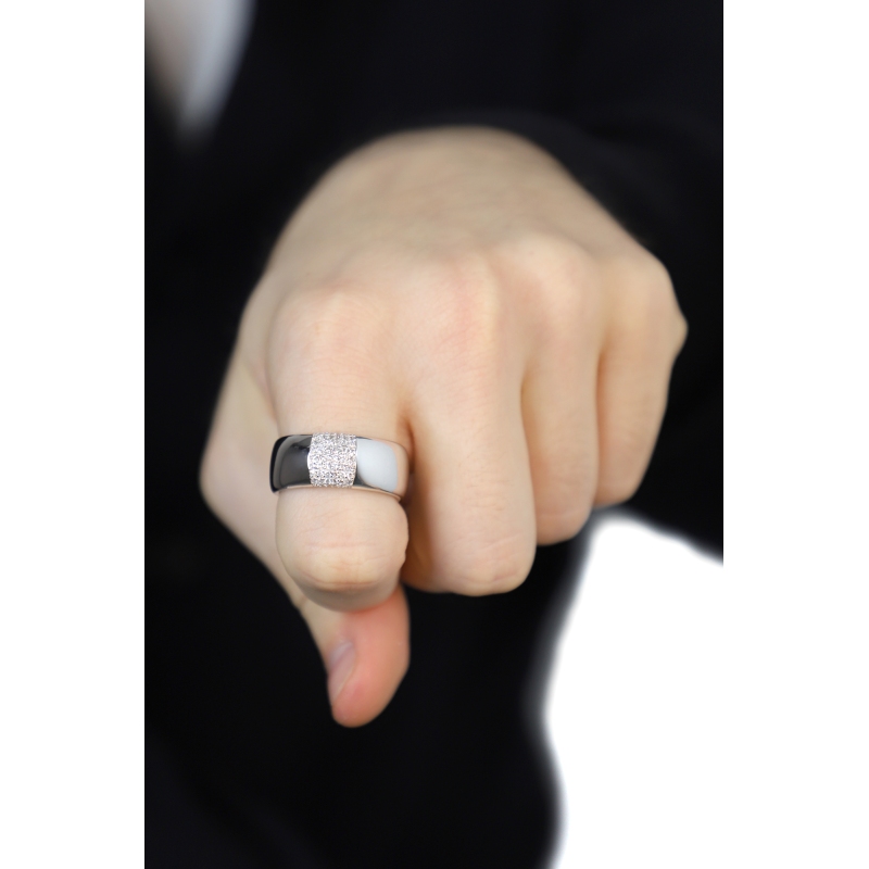 Bague Homme en Or Blanc 18k avec Diamants