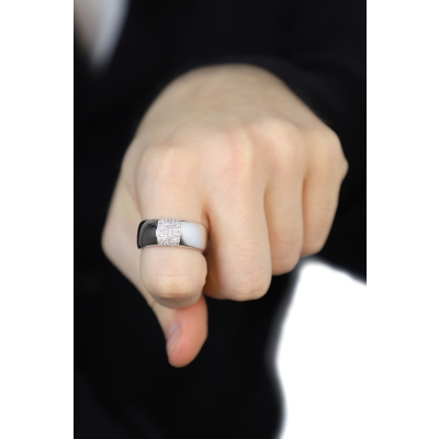 Bague Homme en Or Blanc 18k avec Diamants